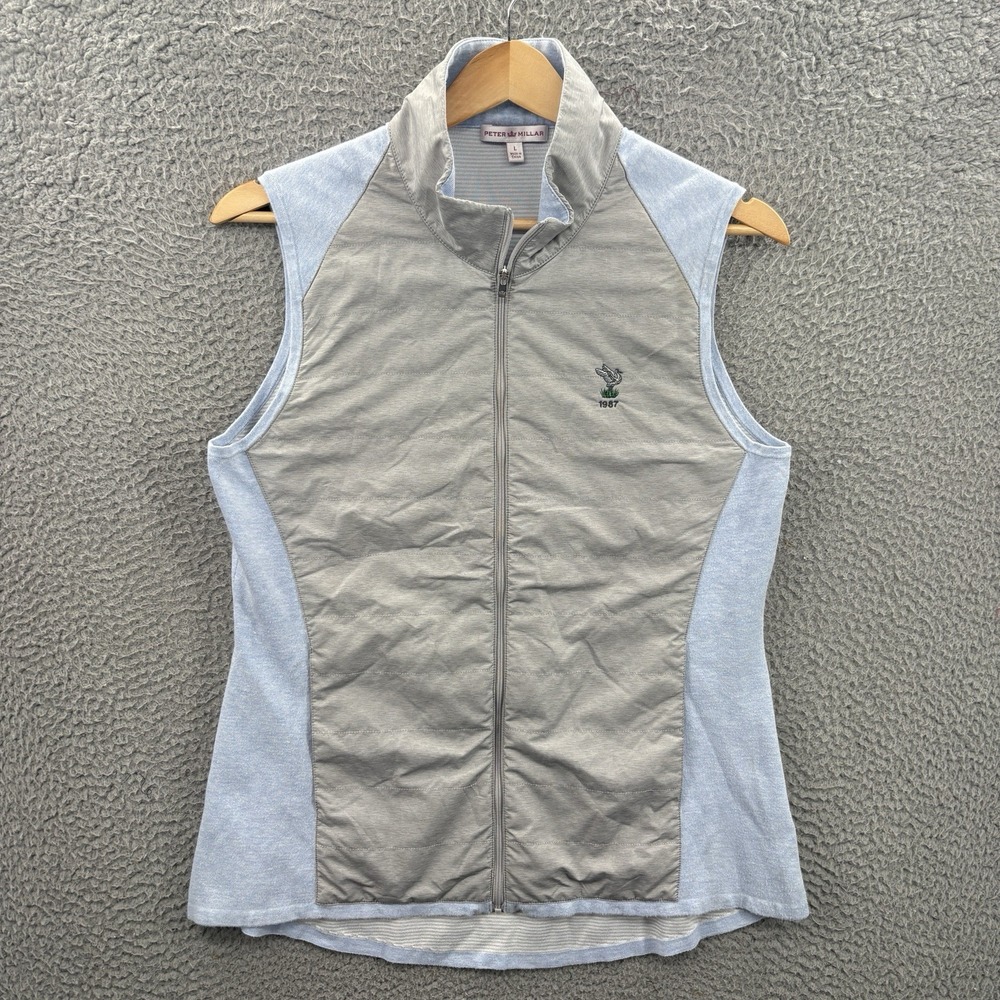 Peter Millar Hybrid Vest Womens L Light Blue Gray Old Marsh Golf Core Activewear
